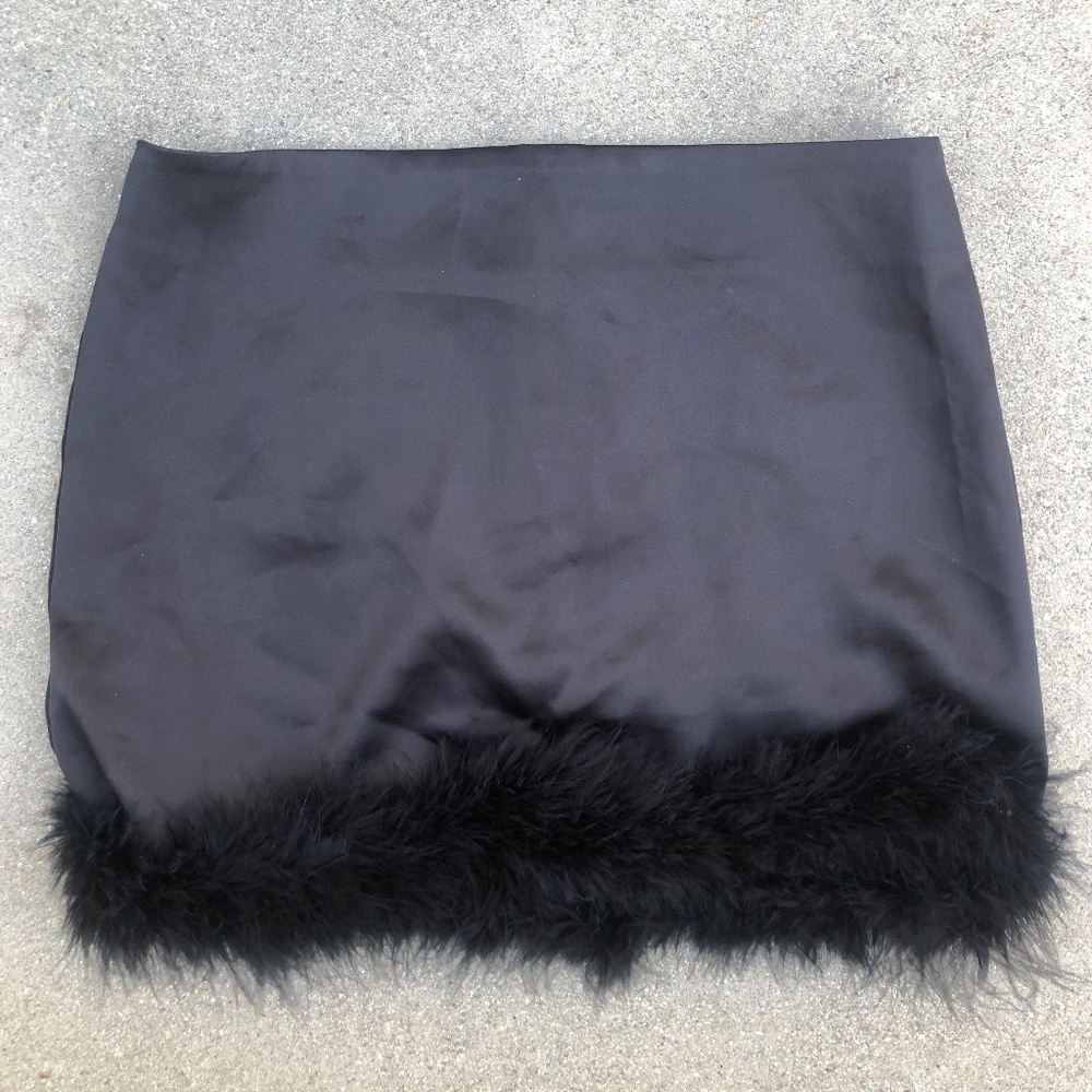 Forever 21 Black Satin ruffle Mini Skirt